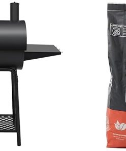 Royal Gourmet CC1830 30 Inch Barrel Charcoal Grill with Side Table, Outdoor BBQ Grill with 627 Sq. In. Cooking Space for Backyard, Patio and Parties, Black