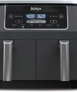 Ninja Foodi 10QT 6-in-1 DualZone Smart XL Air Fryer, 2 Independent 5QT Baskets, Smart Cook Thermometer, Match Cook, Smart Finish, Air Fry, Roast, Bake, Dehydrate, Reheat, Grey, DZ550