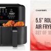 Chefman 6 Quart Dual Basket Air Fryer - Digital Touchscreen, Smart Sync Finish, Hi-Fry, Auto Shutoff, 2 Independent 3QT Nonstick Dishwasher-Safe Frying Baskets - Digital Double Air Fryer - Black