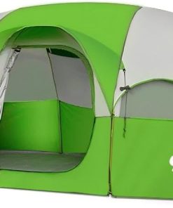 CAMPROS CP Tent 8 Person Camping Tents, Weather Resistant Family Tent, 5 Large Mesh Windows, Double Layer, Divided Curtain for Separated Room, Portable with Carry Bag