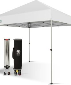 10x10 Pop-Up Awning - One-Click Installation Beach Tent - Outdoor Sunshade Silver Coated Top, 3 Heights and 4 Sand Pockets