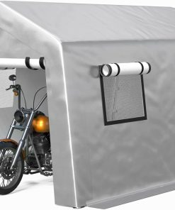 6x8 ft Heavy Duty Carport Tent Portable Garage with Removable Side Walls and Door Four Seasons Tarpaulin