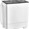 COSTWAY Double Tub 26 lb Capacity Laundry 18 lb 8 lb Spin Combo with Timer Knob Built-in Drain Pump Small Portable Washing Machine