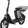 Gotrax adult electric scooter with seat, maximum range of 19-25 miles, all-terrain tires, wide pedals, padded seat, and carrycot