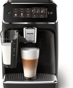 Philips Series 3300 Fully Automatic Espresso Coffee Machine - 6 Hot & Iced Drinks, LatteGo Milk System, 40% Quieter SilentBrew, Ceramic Grinder, Aquaclean Filter, Glossy Black (EP3341/50)