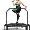 BCAN 450/550 LBS Foldable Mini Trampoline, 40"/48" Fitness Trampoline with Bungees, U Shape Adjustable Foam Handle, Stable & Quiet Exercise Rebounder for Adults Indoor/Outdoor Workout