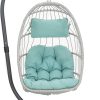 Yechen Indoor Outdoor Egg Hanging Chair Patio Wicker Swing Egg Chair Indoor Swinging Chair