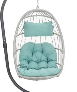 Yechen Indoor Outdoor Egg Hanging Chair Patio Wicker Swing Egg Chair Indoor Swinging Chair