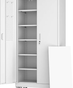 Alternative view of Aobabo 73''H Metal Garage Storage Cabinet with Wheels,Steel Cabinets with 2 Doors and 4 Adjustable Shelves for Home Office,Required Assembly,Black