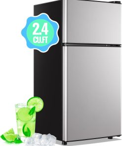 Alternative view of 2.4 Cu.Ft Mini Fridge with Freezer & Double Door Small Tiny Size Refrigerator with 7 Temperature Control Knob Only Suitable for One Person Use Black
