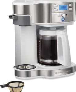 Hamilton Beach 2-Way 12 Cup Programmable Drip Coffee Maker & Single Serve Machine, Glass Carafe, Auto Pause and Pour, Black (49980R)