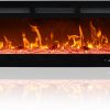 EUHOMY 50 Inch Electric Fireplace Wall Recessed and Wall Mounted with Adjustable Flame Color, Fireplace Heater with Remote Control, Linear Fireplace with Timer, Touch Screen, Log & Crystal, 750/1500W