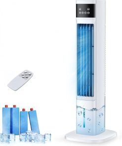 Evaporative Air Cooler, 3-in-1 Portable Air Conditioners for Room, 4 Modes 3 Speeds, Fast Cooling Portable AC Unit w/24H Timer, Remote Oscillating Tower Fan, Quiet Swamp Cooler for Bedroom Office