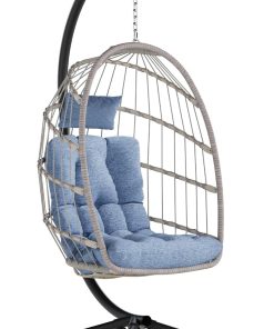 SWITTE Egg Chair Outdoor Indoor Wicker Hanging Egg Swing Chair 350lbs Capacity for Patio