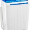 INTERGREAT Portable Washing Machine with Longer Hose, 16lbs Twin Tub Washer Mini Compact Laundry Washing Machine with Drain Pump, Semi-automatic Washer Combo for Dorms, Apartments, Blue