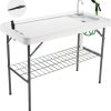 Folding Fish Cleaning Table Portable Camping Sink Table with Faucet Drain Hose and Sprayer Outdoor Fish Fillet Cleaning Station