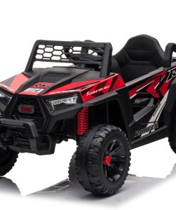 TOBBI 12V Kids Ride on Car, Electric Off-Road UTV Truck with Diverse Functions, Double Open Doors, Safety Belt, Horn, Music, and Lights for Kids Aged 3-5 Years (Rose Red)