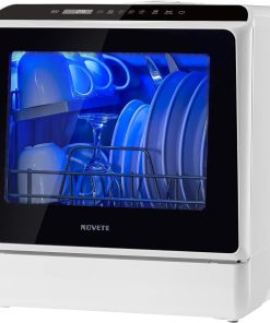 NOVETE Portable Countertop Dishwashers, Compact Dishwashers with 5 L Built-in Water Tank & Inlet Hose, 5 Washing Programs, Baby Care, Air-Dry Function and LED Light for Small Apartments