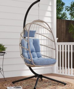 Alternative view of SWITTE Egg Chair Outdoor Indoor Wicker Hanging Egg Swing Chair 350lbs Capacity for Patio