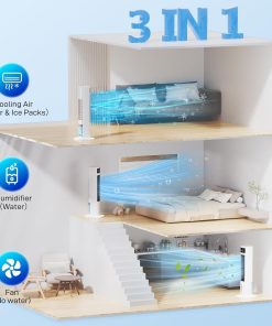 Alternative view of Evaporative Air Cooler, 3-in-1 Portable Air Conditioners for Room, 4 Modes 3 Speeds, Fast Cooling Portable AC Unit w/24H Timer, Remote Oscillating Tower Fan, Quiet Swamp Cooler for Bedroom Office