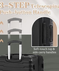 Alternative view of 5-piece luggage set with wheels, ABS hardshell suitcase with spinner wheels