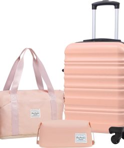 LONG VACATION 6 Piece Luggage Set Carry on Suitcase with ABS+PC hardshell, Spinner Wheels & YKK Zipper TSA Lock