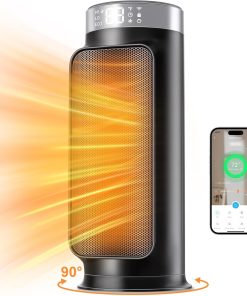 1500W Space Heaters for Indoor Use, Smart PTC Electric Heater with Wifi/App & Remote Control, 24H Timer, 90° Oscillation, Overheat and Tip-Over Protection, 5 Modes for Home Office Bedroom Bathroom