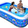 Inflatable Swimming Pool, 120" x 72" x 22" Kiddie Pools, Family Lounge Pools Thickened Above Ground Family Pool for Summer Water Party, Backyard, Garden Lawn, Blue