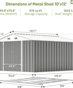 Alternative view of Patiowell 5x3 FT Outdoor Storage Shed Tool Shed with Sloping Roof and Lockable Door Metal Shed