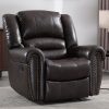 CANMOV Leather Recliner Chair, Classic and Traditional Manual Recliner Chair with Comfortable Arms and Back Single Sofa for Living Room, Nut Brown