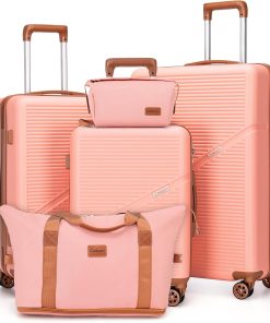 5-Piece Luggage Set with Spinner Wheels, Hard-Shell ABS Luggage Set with Tsa Lock, Lightweight Hard-Shell Waterproof Travel Case, Unisex, Gray