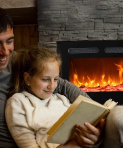 Alternative view of EUHOMY 50 Inch Electric Fireplace Wall Recessed and Wall Mounted with Adjustable Flame Color, Fireplace Heater with Remote Control, Linear Fireplace with Timer, Touch Screen, Log & Crystal, 750/1500W