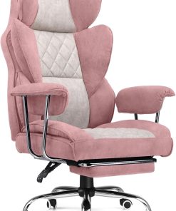 Alternative view of COMHOMA Big and Tall Office Chair, High Back Leather Gaming Chair with Footrest, Executive Ergonomic Office Chair with Pocket Spring Lumbar Support and with Outward Fixed Soft Armrests