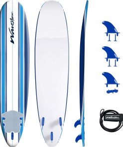 Wavestorm 8ft Classic Surfboard // Foam Wax Free Soft Top Longboard for Adults and Kids of All Levels of Surfing