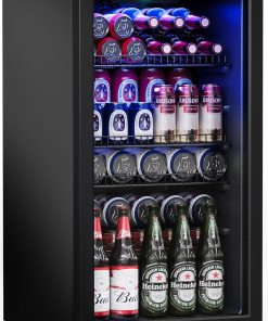Beverage Refrigerator Cooler-120 Cans Freestanding Mini Fridge Cooler with Glass Door