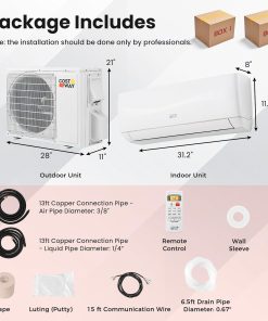 Alternative view of COSTWAY 12000BTU Mini Split Air Conditioner& Heater, 20 SEER2 115V Wall-Mounted Ductless AC Unit Cools Rooms up to 750 Sq. Ft, Energy Efficient Inverter AC with Heat Pump (Blast Series)