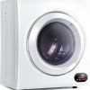 Compact Laundry Dryer, 3.5 cu ft Front Load Stainless Steel Clothes Dryers With Exhaust Pipe, 1500W, LCD Control Panel Four-Function Portable Dryer For Apartments, Home, Dorm, White
