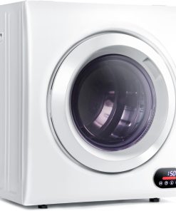 Compact Laundry Dryer, 3.5 cu ft Front Load Stainless Steel Clothes Dryers With Exhaust Pipe, 1500W, LCD Control Panel Four-Function Portable Dryer For Apartments, Home, Dorm, White