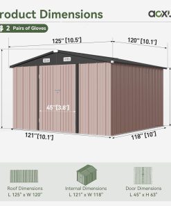 Alternative view of Aoxun 6.2x4 FT Shed Outdoor Storage Shed Metal Garden Shed Slooping Roof Tool Shed Bike Shed