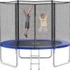 AOTOB 8FT 10FT 12FT 14 FT 15FT Trampoline with Safety Enclosure Net，Outdoor Trampoline with Basketball Hoop, Heavy Duty Jumping Mat and Spring Cover Padding for Kids and Adults, Storage Bag and Ladder