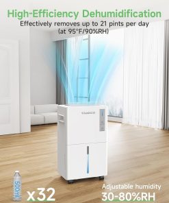 Alternative view of 1500 Sq.ft Dehumidifier for Basement 21 Pint Dehumidifiers for Home Large Room with Drain Hose, Smart Humidity Control, 3 Modes, 24H Timer, Auto Defrost, Ideal for Bedrooms, Bathroom, White