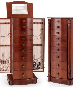 Large Jewelry Armoire Cabinet Standing Cambered Front Storage Chest Standing Jewelry Armoire