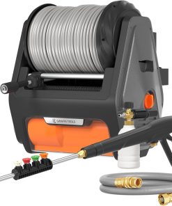 Giraffe Tools Grandfalls Pressure Washer, Max 2900 PSI, 2.2 GPM Electric Wall Mounted Power Washer with 100ft Retractable Hose, Foam Cannon, 4-Nozzles for Car/Driveways/Patios