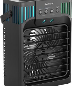 Portable Air Conditioners,4-in-1 Evaporative Air Cooler with 3 Speeds, 3 Modes & 7 LED Light Cooling Fan with Remote, 2-8H Timer, 1200ML Personal Mini Air Conditioner for Bedroom and Office