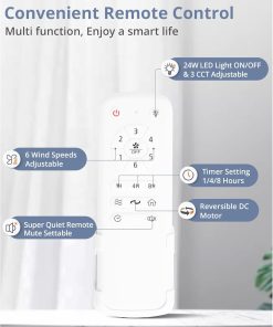 Alternative view of ZMISHIBO 72 inch Large Ceiling Fans with Lights and Remote, Indoor/Outdoor Black Modern Ceiling Fan for Kitchen Living Room Patio, 6 Speed Reversible Quiet DC Motor, 3 CCT, Dual Finish 8 Blades