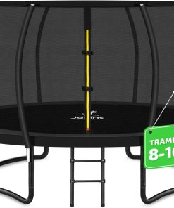 Trampoline 8FT 10FT 12FT 14FT 16FT, Recreational Trampolines with Enclosure Net and Ladder, Outdoor Anti-Rust Trampolines for Kids and Adults, ASTM Approved