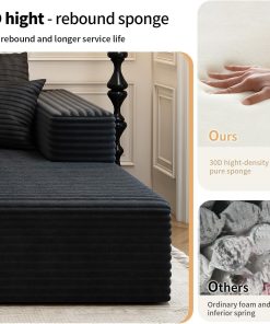 Alternative view of 107.5" Cloud Modular Sectional Sofa Couch with L-Shape Chaise,Modern Minimalist Upholstered Couches for Living Room Bedroom,Deep Seat Corner Couch，No Assembly Required (Black,Left Facing Chaise)