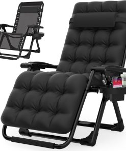 Indoor and outdoor patio chair folding lounge chair zero gravity chair with removable cushion camping lounge chair