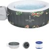 SaluSpa Aruba AirJet Large Round 2 to 3 Person Inflatable Hot Tub Portable Outdoor Spa with 110 AirJets and EnergySense Cover, Grey