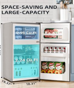 Alternative view of Antarctic Star 3.2 Cu.Ft,Mini Refrigerator with Freezer,Double Door Mini Fridge,Compact Refrigerator,Adjustable Thermostat,Mini Refrigerator for Bedroom/Office/Dorm/Kitchen(BLACK)